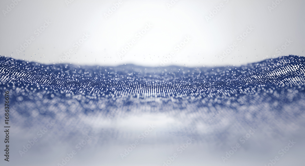 Aufkleber abstract digital landscape of interconnected particles in a neutral, light-gray background. a graphi