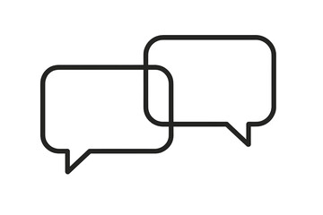 Naklejka premium Minimalistic Rectangular Speech Bubbles Icon for Web, Graphic Design, Apps, Banners, Social Network, Communication, Chat, Messages, Conversation, Symbols, Vector Illustration, Modern Outline