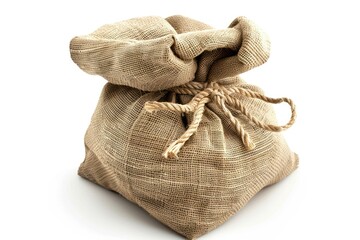 Financial Magement Concept Burlap Sack of Money Finance Concept on Isolated White Background