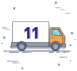 Stylized Delivery Truck with Bold Number 11 for Fast Parcel Shipping and Special Offers