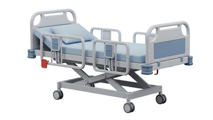 3D Cartoon Medical Bed Minimal Design on Transparent Background

