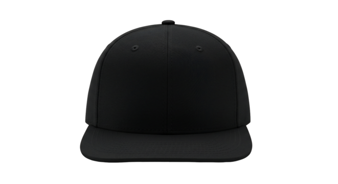 Black baseball cap mockup isolated on transparent background
