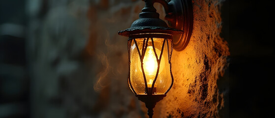 Smoky Wall Lamp with Stone Wall