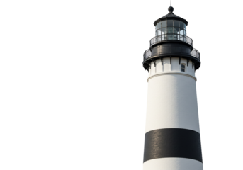 Lighthouse tower white black glass lantern maritime navigation guidance beacon signal sea ocean coast