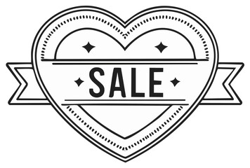 Heart Shaped Sale Badge with Ribbon, Valentine's Day Special Offer Design