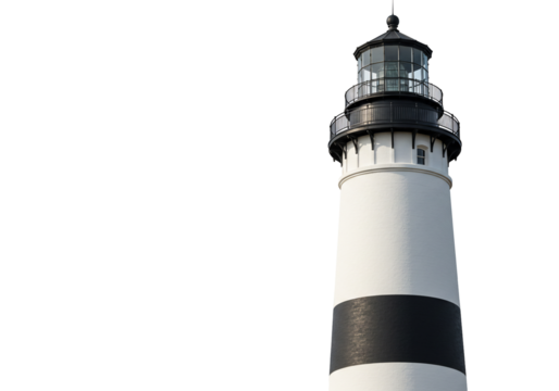 Lighthouse tower white black glass lantern maritime navigation guidance beacon signal sea ocean coast
