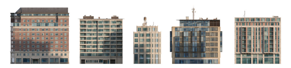 Modern building facades for architectural background isolated png on a transparent background premium cutout