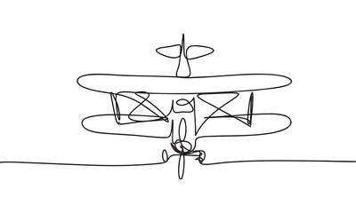 Simple Line Art Biplane