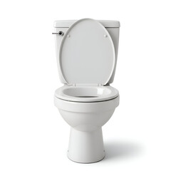 White toilet with closed lid in a plain white background. Modern, sanitary fixture for a home bathroom. Plumbing fixture for residential or commercial space.