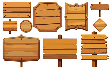 木製看板ベクターイラストセット