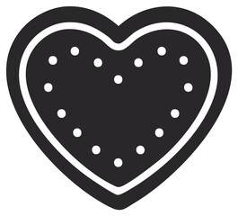 Obraz premium Black and white heart-shaped cookie with dotted design, simple design