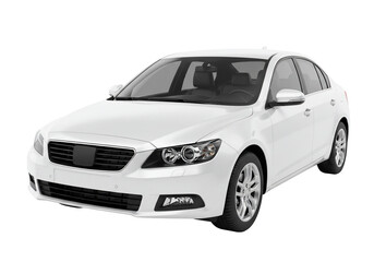 Fototapeta premium White sedan car isolated studio shot transportation vehicle automotive design realistic illustration graphic template