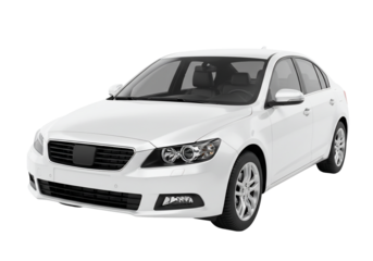 White sedan car isolated studio shot transportation vehicle automotive design realistic illustration graphic template