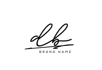 DB letter elegant cursive beauty handwriting logo.