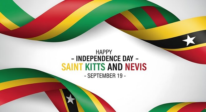 Saint Kitts and Nevis Independence Day Celebration - Waving Flags Design - Powered by Adobe