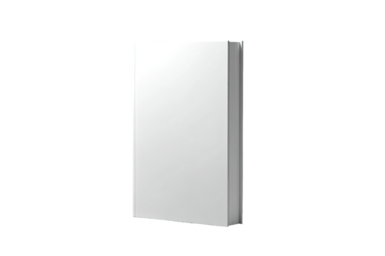 Blank white book, upright, simple, and minimalist