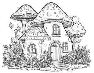 Mushroom house coloring page (1)
