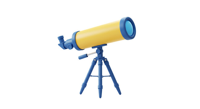 Yellow and blue telescope on tripod transparent background - Powered by Adobe