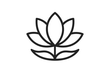 Monoline lotus flower logo design. Vector line art icon for yoga, spa, and wellness. Elegant floral symbol for beauty and meditation. Zen spiritual nature logotype concept.