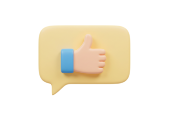 3 d render thumbs up in speech bubble positive feedback approval