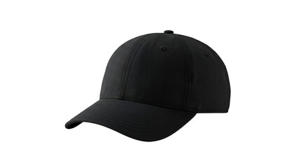 Fototapeta premium Black baseball cap isolated on transparent background apparel fashion accessory headwear smooth texture simple design product image clean vector graphic