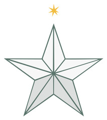 Obraz premium Minimalist geometric holiday star icon with a small golden star above