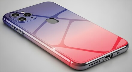 Modern smartphone with gradient colored back on white background