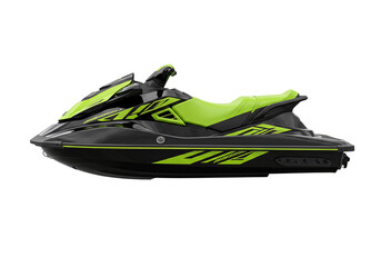 Naklejka premium Black and lime green jet ski on transparent background