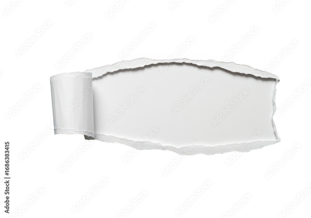 Poster torn paper with a rolled edge isolated on transparent background