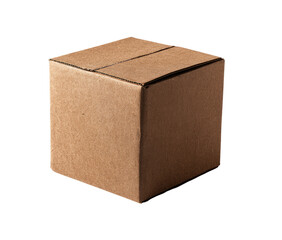 Fototapeta premium A closed, light brown cardboard box, square and simple