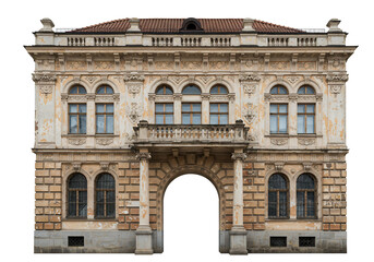 Fototapeta premium Antique building facade with classical architectural details