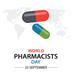 World pharmacists day. World pharmacists day is celebrated on September 25th each year. Vector illustration. 