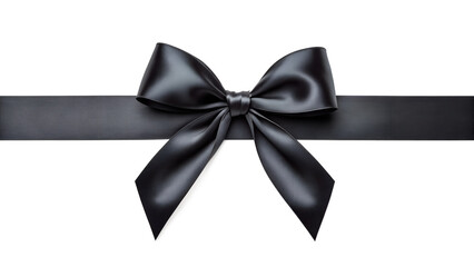 Fototapeta premium Elegant black silk ribbon bow meticulously crafted and isolated on transparent background presenting a refined and sophisticated element for design.