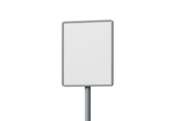 Blank square sign on a pole advertising mockup empty signage template white board isolated sign 3 d render
