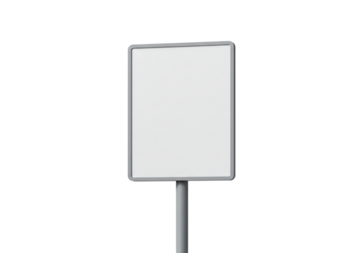 Blank square sign on a pole advertising mockup empty signage template white board isolated sign 3 d render