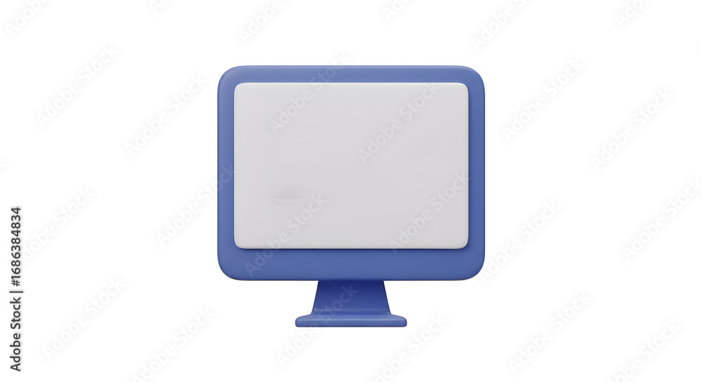 Poster 3d render of a stylized blue monitor with a blank white screen in a studio setting. modern graphic d