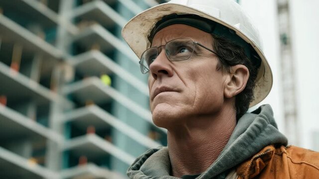 Portrait of a Determined Construction Worker on Site at New Building Project Focus on Future