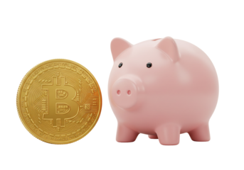 Bitcoin cryptocurrency and piggy bank savings