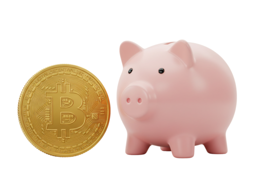 Bitcoin cryptocurrency and piggy bank savings