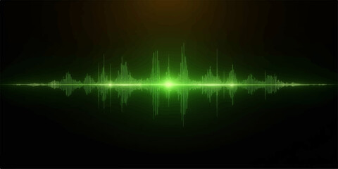 A vibrant green abstract background illustrates a cardiogram pulse line, representing digital health and medical technology