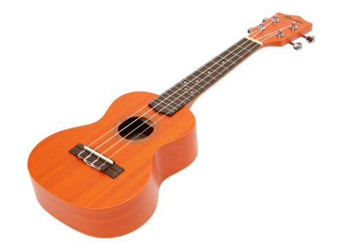 Orange ukulele on transparent background musical instrument stock photo