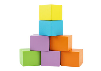 Obraz premium Pyramid of colorful blocks isolated on transparent background