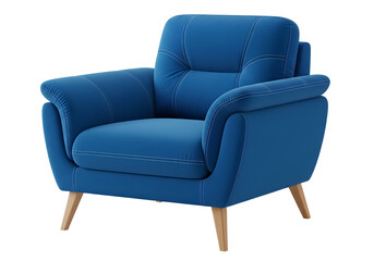 Fototapeta premium Modern Blue Armchair with Wooden Legs