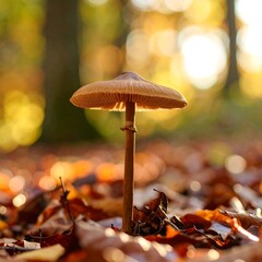 Mushroom in autumn leaves (1)