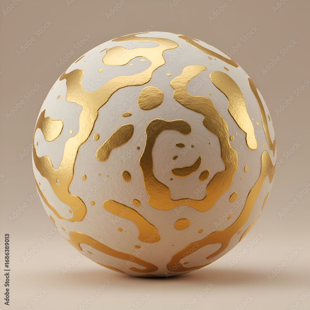 Aufkleber abstract golden sphere with a unique pattern against a beige background. isolated sphere with intric