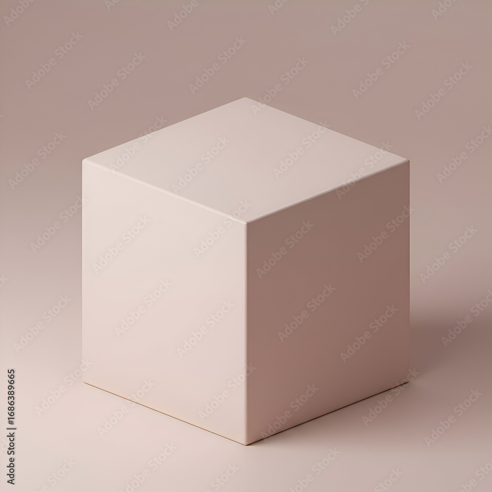Poster empty light beige cube product display on a plain backdrop. minimalist display object for showcasing