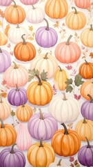 Pastel pumpkins & autumn leaves