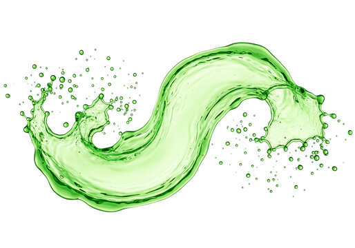 Dynamic green liquid splash transparent background