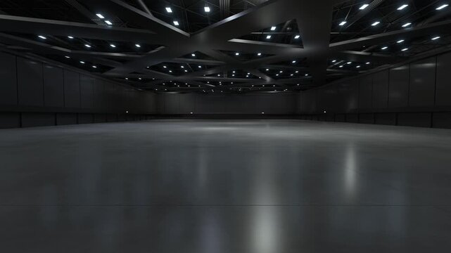 Motion Empty hall exhibition.Backdrop for exhibition stands,booth,product.Convention hall for conference,online.3D Background for entertainment,concert ,event,sports,live.Animation loop 4k.3D render.	