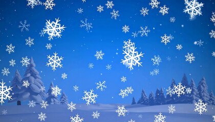 Winter wonderland scene with falling snowflakes